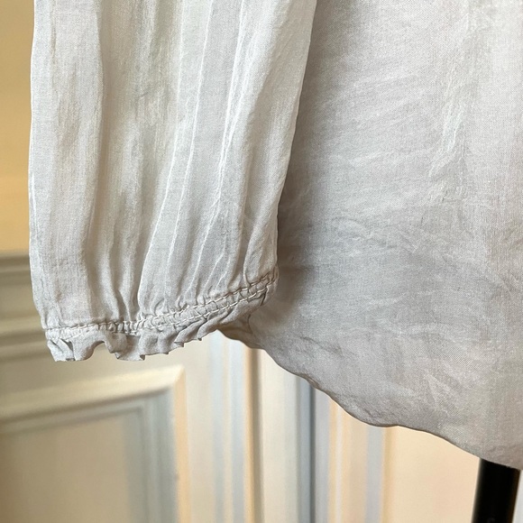 Prontomoda Giusy Silk 3/4 Sleeve Blouse Grey Small - Picture 7 of 9
